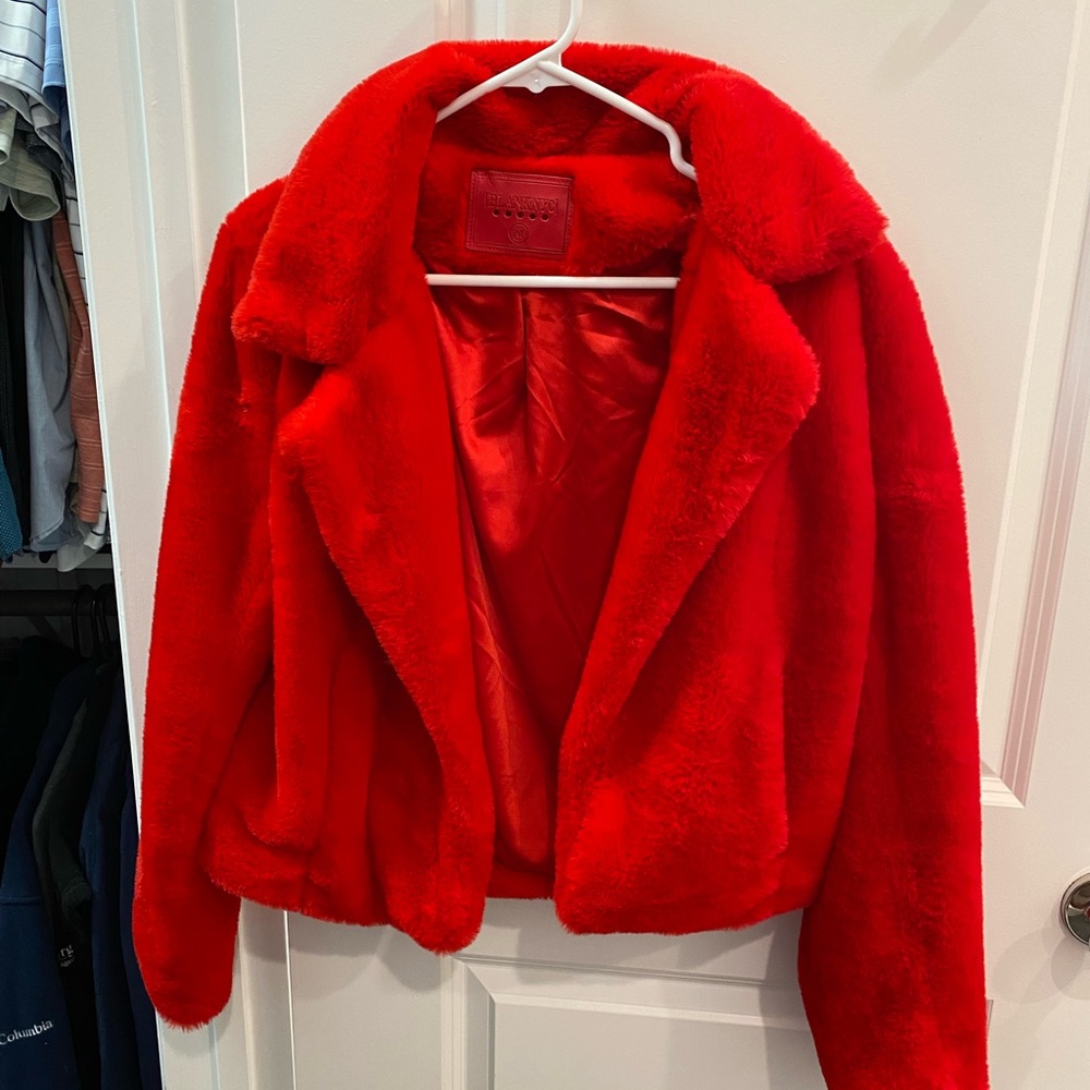 Red BlankNYC Fuzzy Jacket